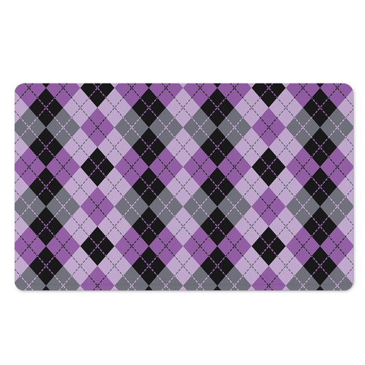 Black Grey And Violet Argyle Print Polyester Doormat