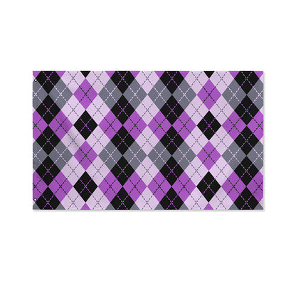 Black Grey And Violet Argyle Print Polyester Flag