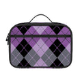 Black Grey And Violet Argyle Print Portable Lunch Bag