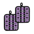 Black Grey And Violet Argyle Print Pot Holders