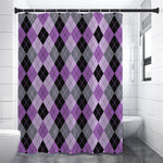 Black Grey And Violet Argyle Print Premium Shower Curtain