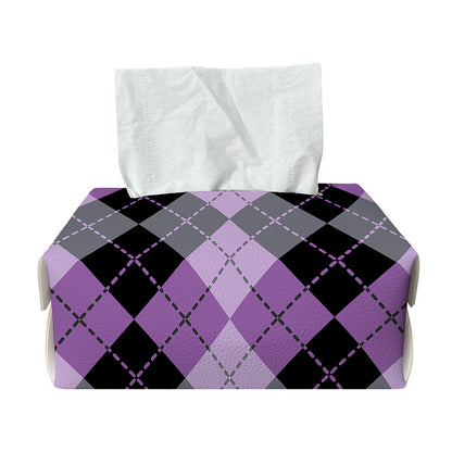 Black Grey And Violet Argyle Print Rectangle Tissue Box Cover