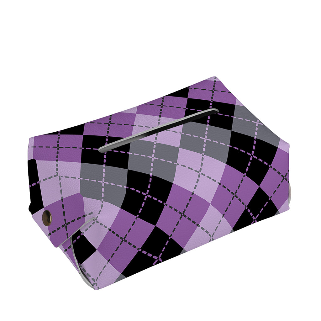 Black Grey And Violet Argyle Print Rectangle Tissue Box Cover