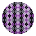 Black Grey And Violet Argyle Print Round Blanket