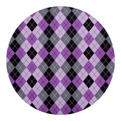 Black Grey And Violet Argyle Print Round Blanket