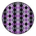 Black Grey And Violet Argyle Print Round Floor Mat