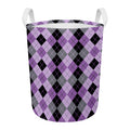 Black Grey And Violet Argyle Print Round Laundry Basket