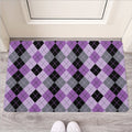 Black Grey And Violet Argyle Print Rubber Doormat