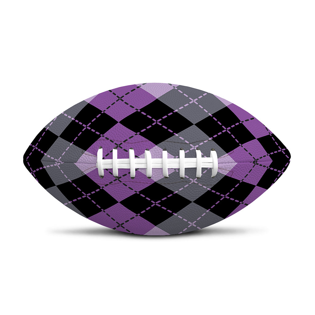 Black Grey And Violet Argyle Print Rugby Ball