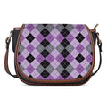 Black Grey And Violet Argyle Print Saddle Bag