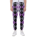 Black Grey And Violet Argyle Print Joggers
