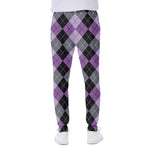 Black Grey And Violet Argyle Print Scuba Joggers