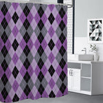 Black Grey And Violet Argyle Print Shower Curtain