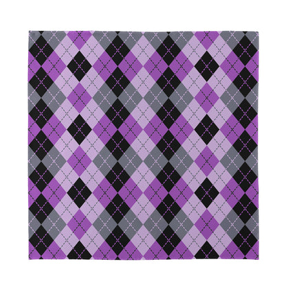Black Grey And Violet Argyle Print Silk Bandana