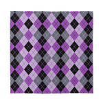 Black Grey And Violet Argyle Print Silk Bandana