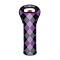 Black Grey And Violet Argyle Print Single Neoprene Wine Tote