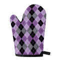 Black Grey And Violet Argyle Print Single Oven Mitt