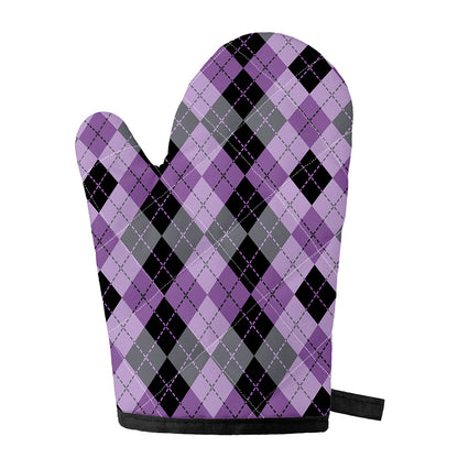 Black Grey And Violet Argyle Print Single Oven Mitt