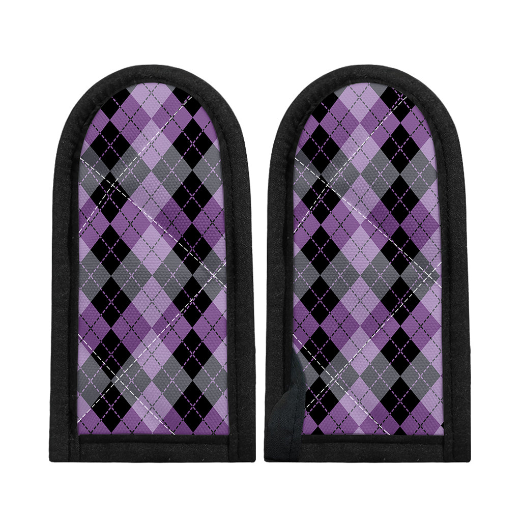 Black Grey And Violet Argyle Print Skillet Handle Cover