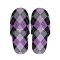 Black Grey And Violet Argyle Print Slippers