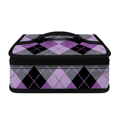 Black Grey And Violet Argyle Print Small Lunch Bag