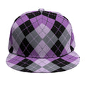 Black Grey And Violet Argyle Print Snapback Cap