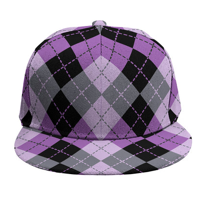 Black Grey And Violet Argyle Print Snapback Cap