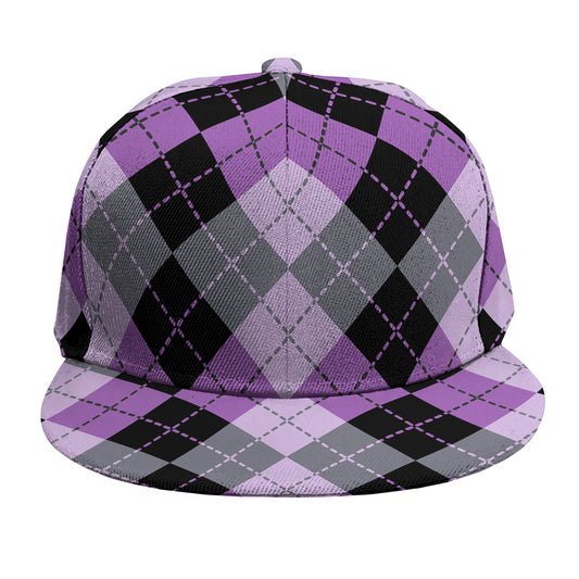Black Grey And Violet Argyle Print Snapback Cap