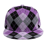 Black Grey And Violet Argyle Print Snapback Cap