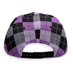 Black Grey And Violet Argyle Print Snapback Cap