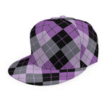 Black Grey And Violet Argyle Print Snapback Cap