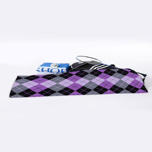 Black Grey And Violet Argyle Print Sports Towel