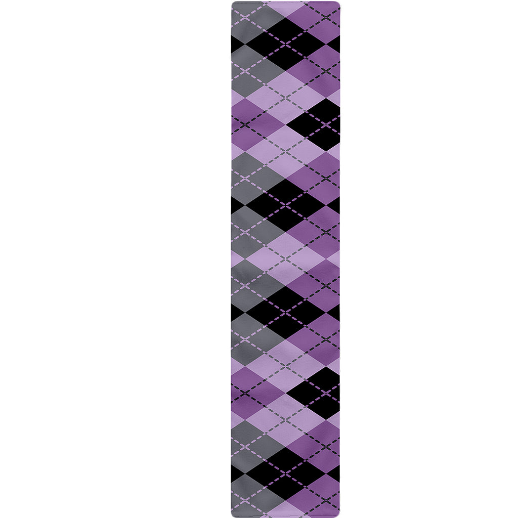 Black Grey And Violet Argyle Print Table Runner