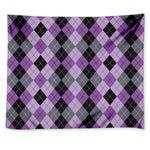 Black Grey And Violet Argyle Print Tapestry