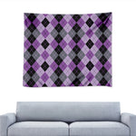 Black Grey And Violet Argyle Print Tapestry