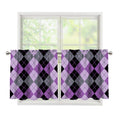Black Grey And Violet Argyle Print Tier Curtains
