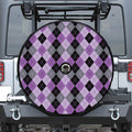 Black Grey And Violet Argyle Print Tire Cover With Camera Hole