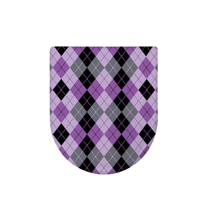 Black Grey And Violet Argyle Print Toilet Lid Cover