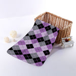 Black Grey And Violet Argyle Print Towel