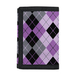 Black Grey And Violet Argyle Print Trifold Wallet