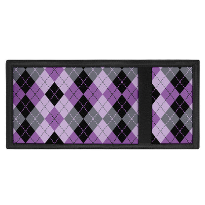 Black Grey And Violet Argyle Print Trifold Wallet