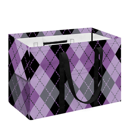 Black Grey And Violet Argyle Print Utility Tote Bag