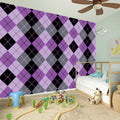 Black Grey And Violet Argyle Print Wall Sticker