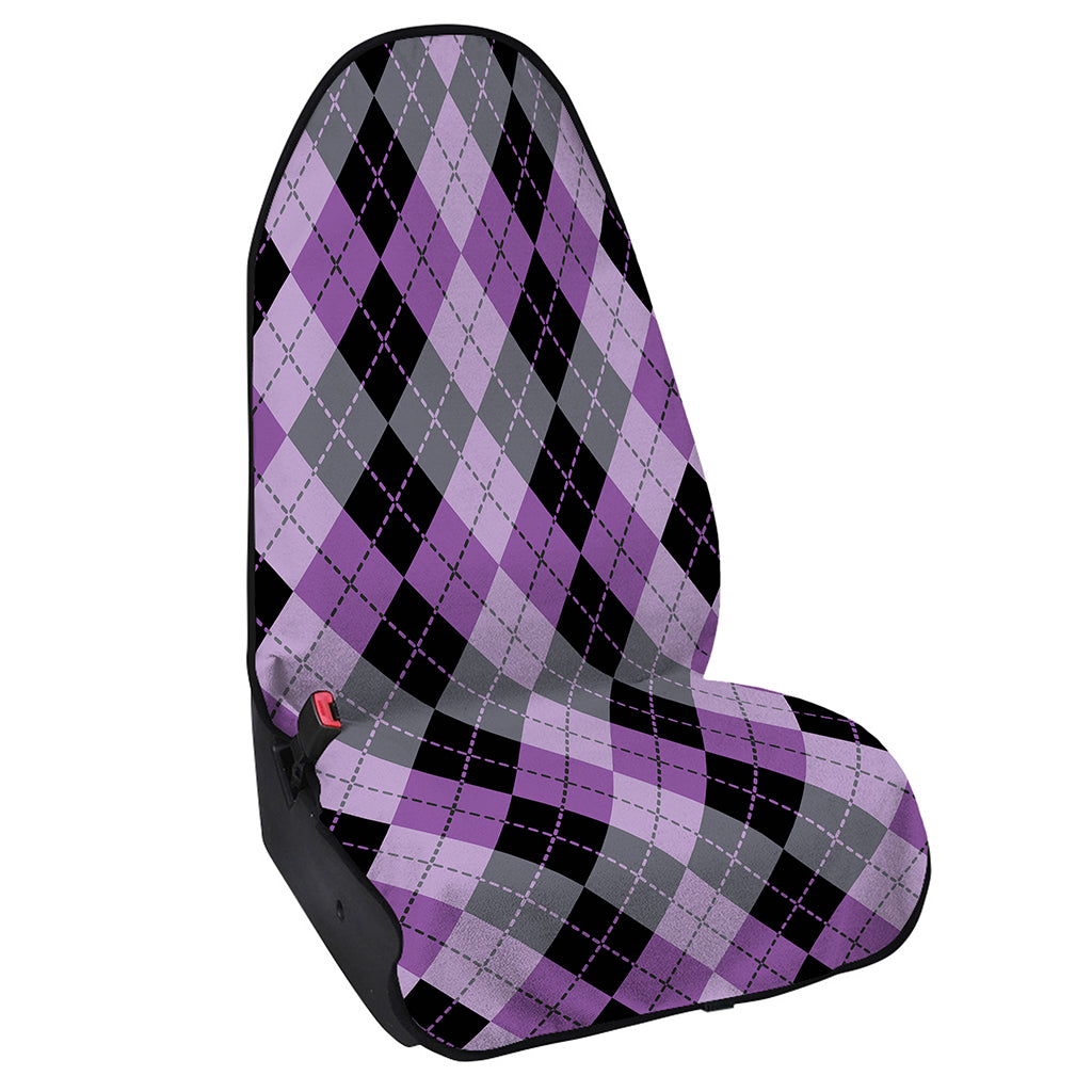 Black Grey And Violet Argyle Print Waterproof Car Seat Cover