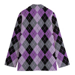 Black Grey And Violet Argyle Print Women's Blazer