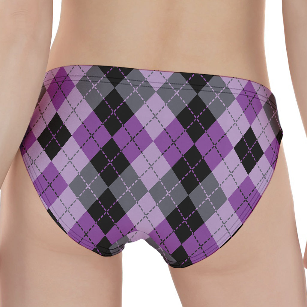 Black Grey And Violet Argyle Print Women's Panties