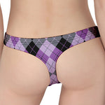 Black Grey And Violet Argyle Print Women's Thong