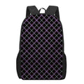 Black Grey Blue And Pink Tartan Print 17 Inch Backpack