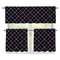 Black Grey Blue And Pink Tartan Print 3 Piece Kitchen Curtains