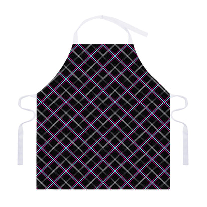 Black Grey Blue And Pink Tartan Print Adjustable Apron